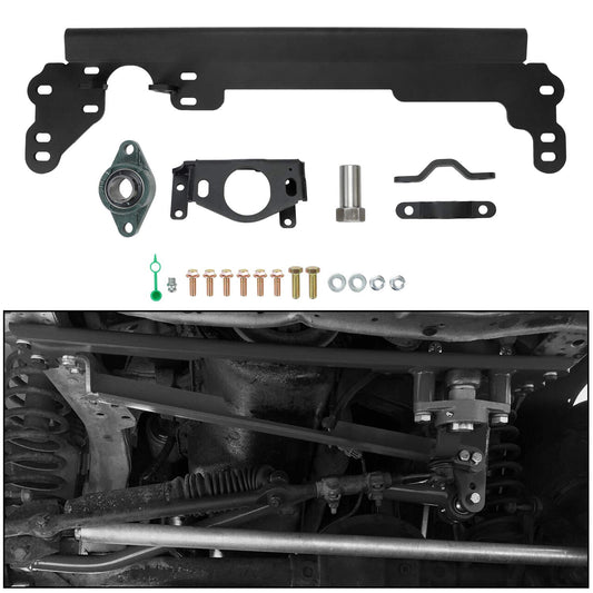 Steering Box Brace Compatible with 1984-2001 Cherokee XJ Steel W/Sector Shaft Support Steel Powder Coated Black